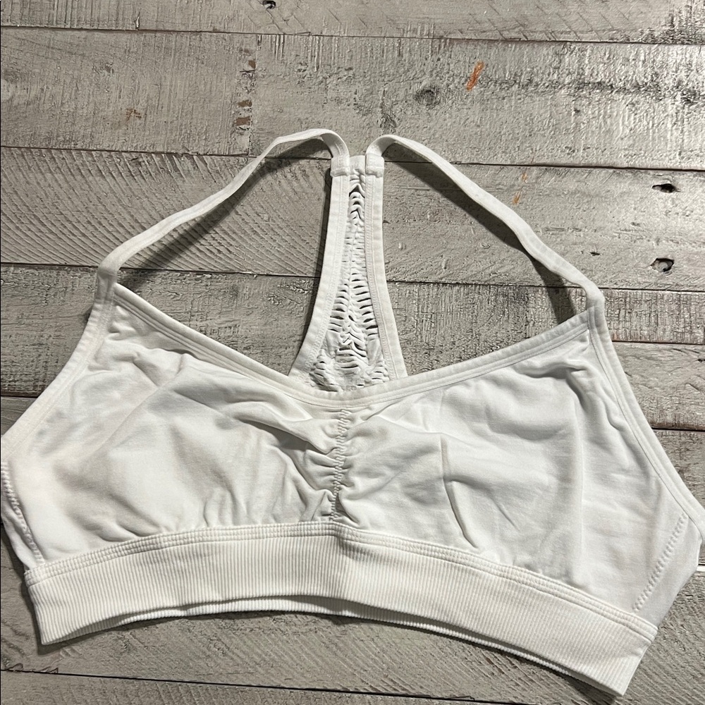 PINK Victoria's Secret White Racerback Sports Bra